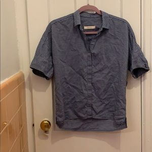 Sessun blue and white striped button down top